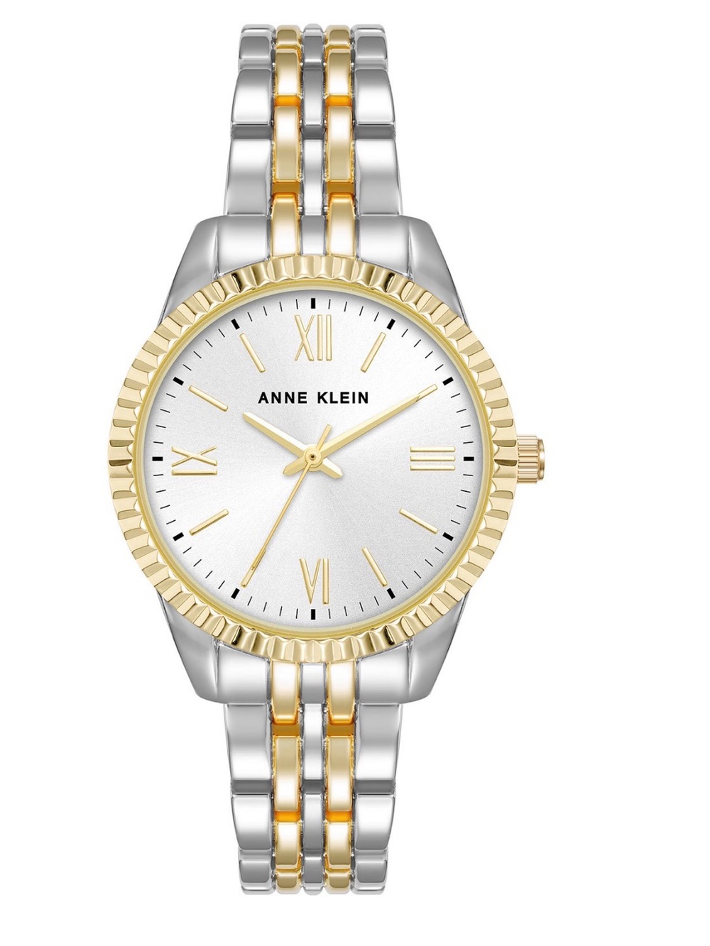 Anne Klein Two-Tone Gold and Silver Bracelet Watch with White Dial